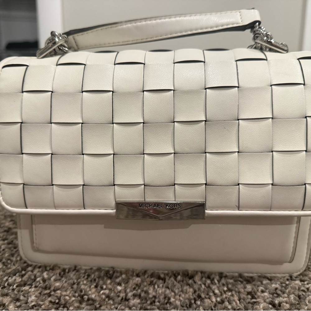Michael Kors Cream Woven Crossbody Bag